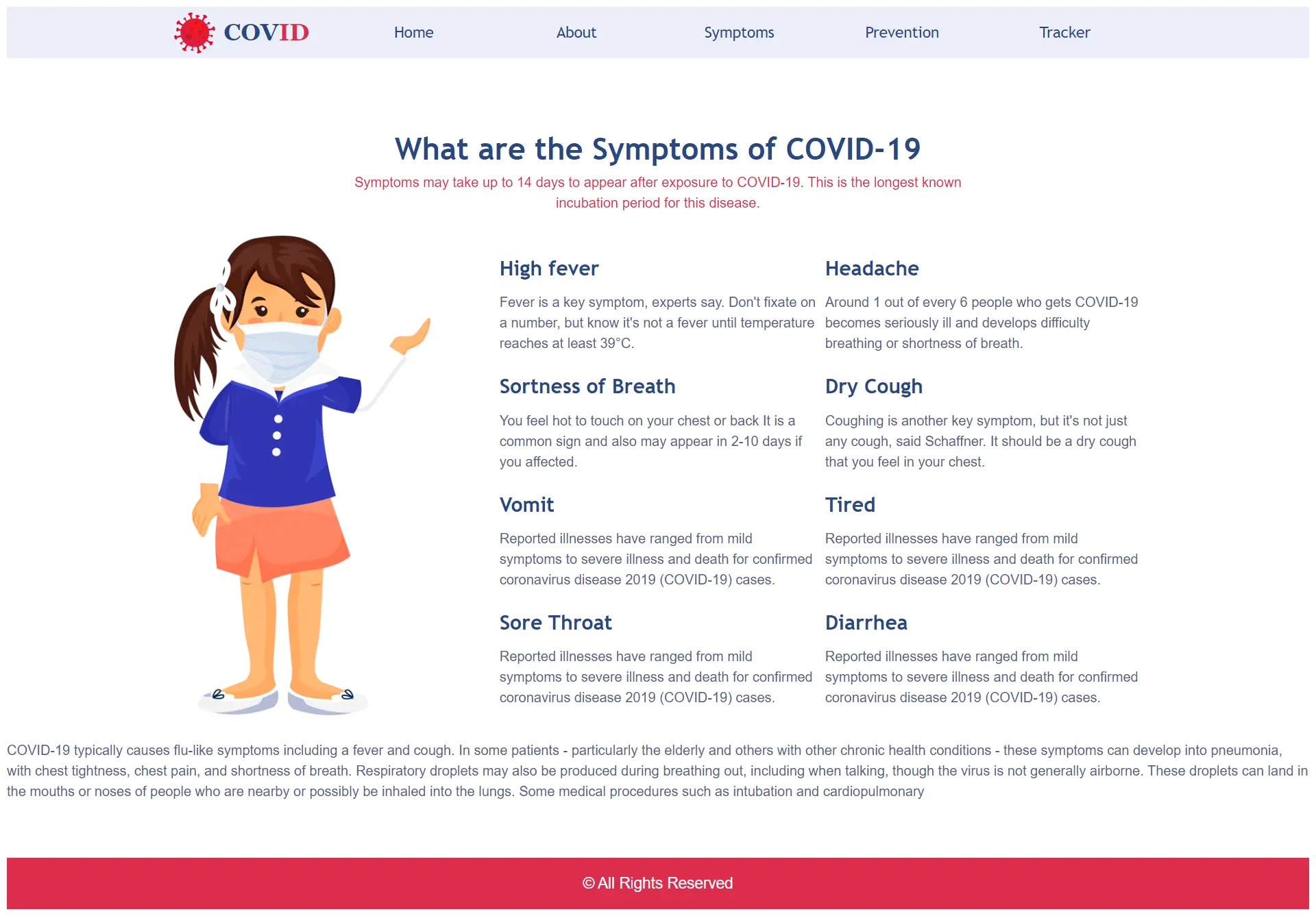 Covid 19 Coronavirus Symptoms Page