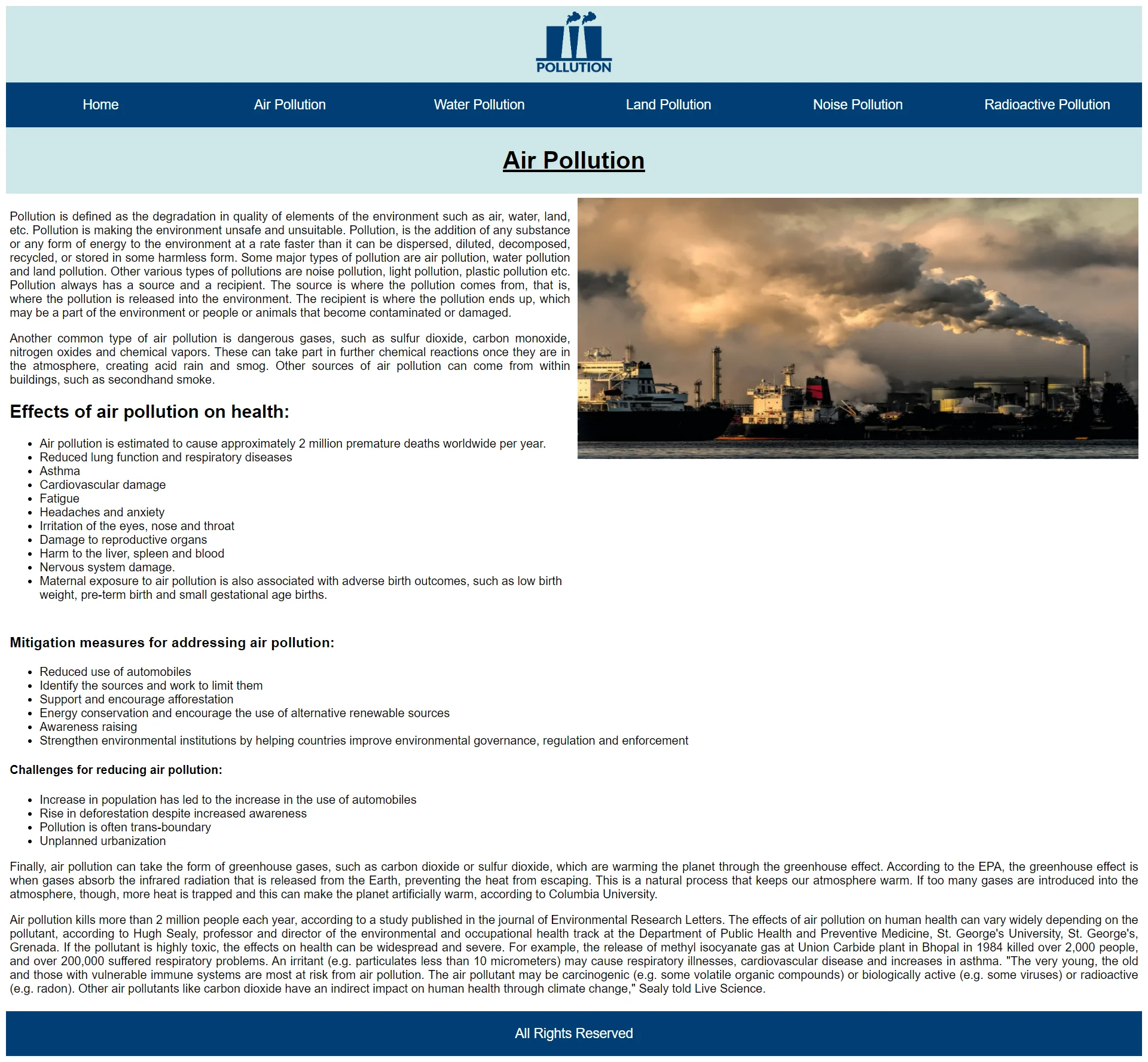 Pollution Air Pollution Page