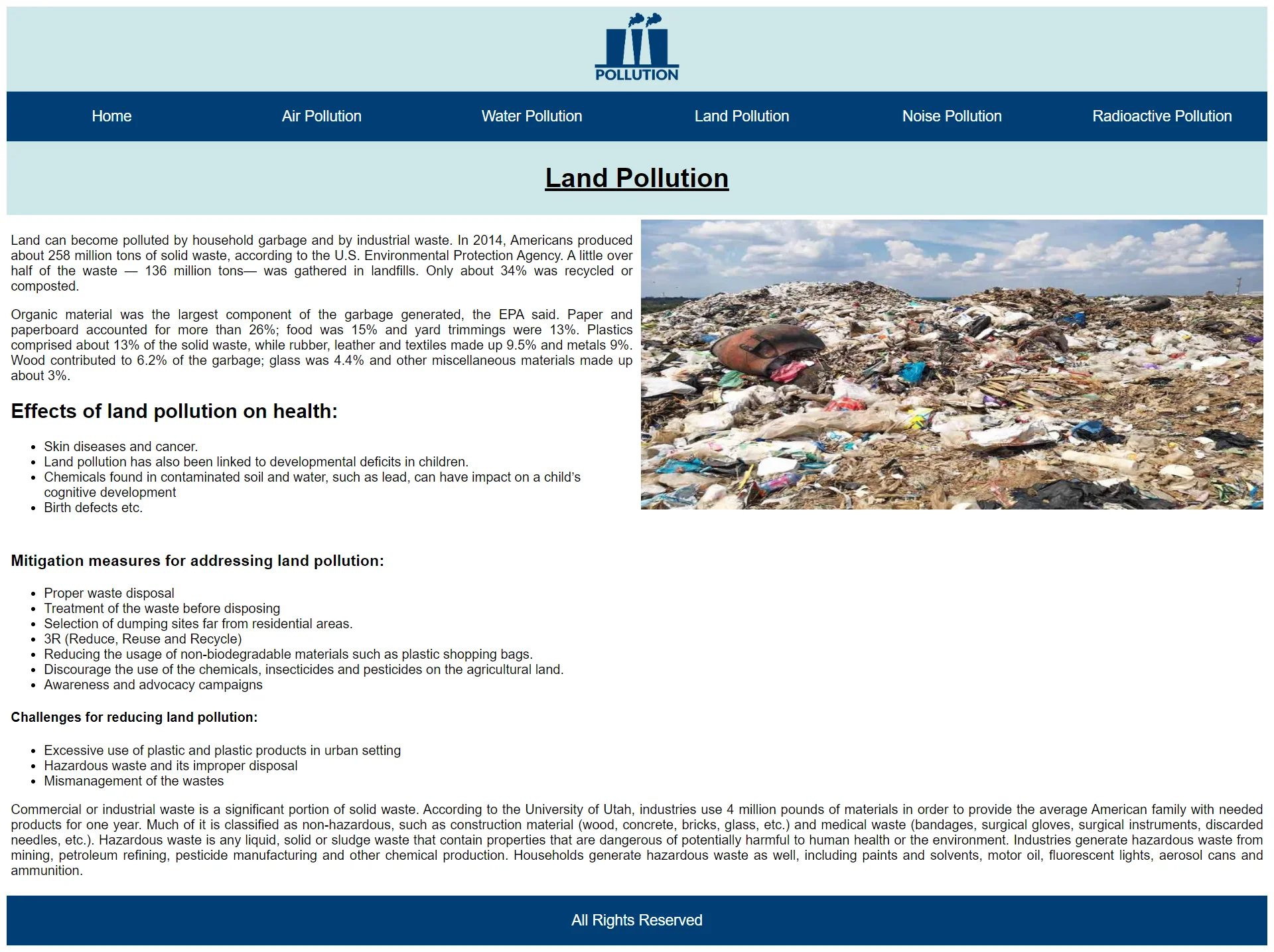 Pollution Land Pollution Page