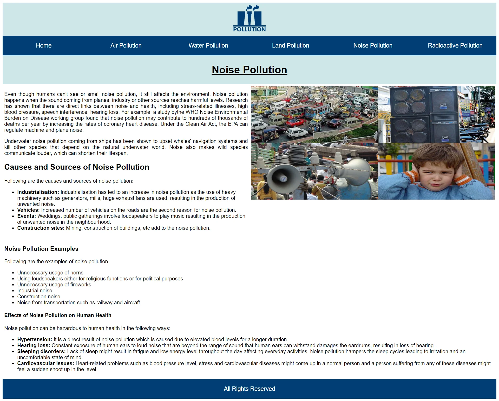 Pollution Noise Pollution Page