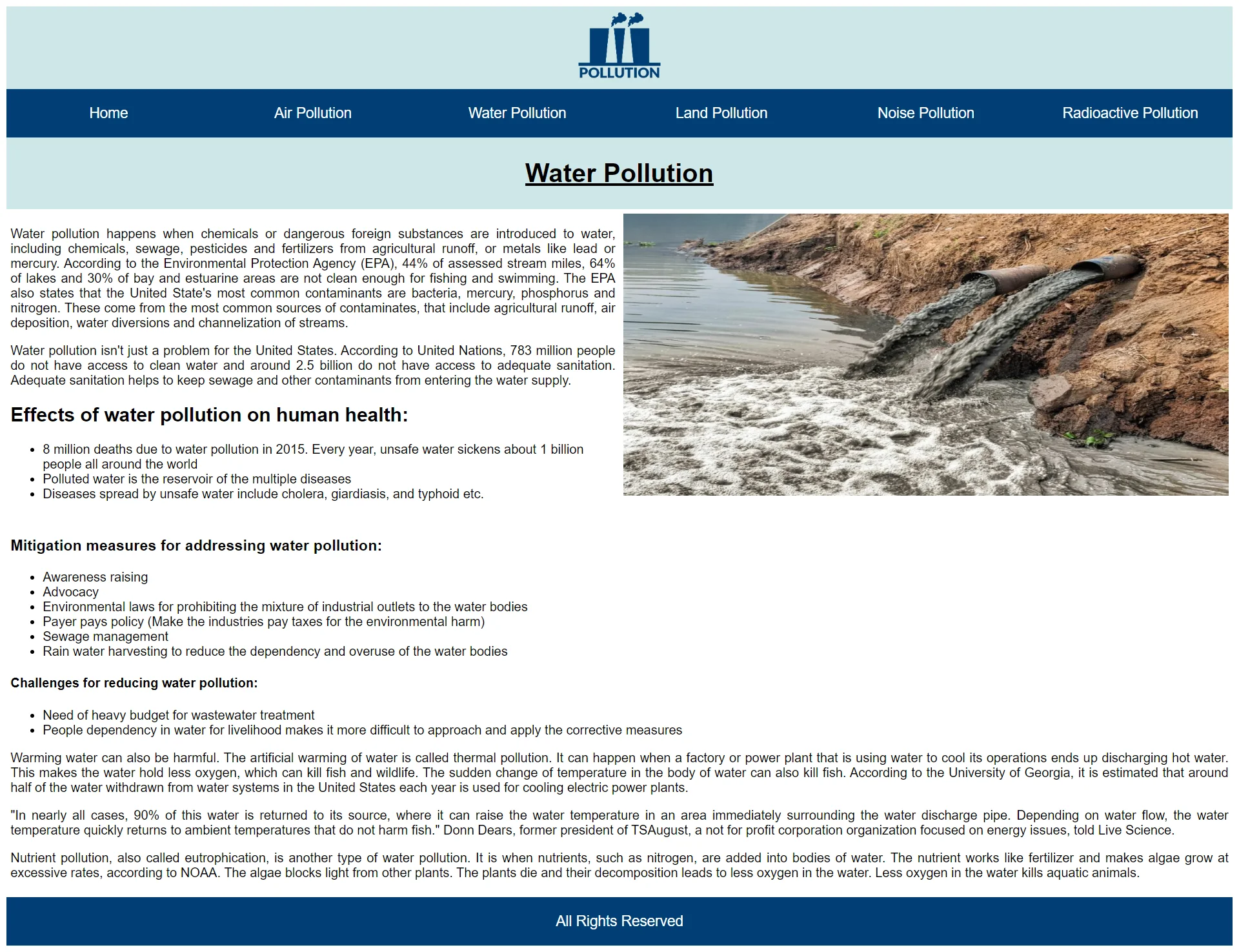 Pollution Water Pollution Page