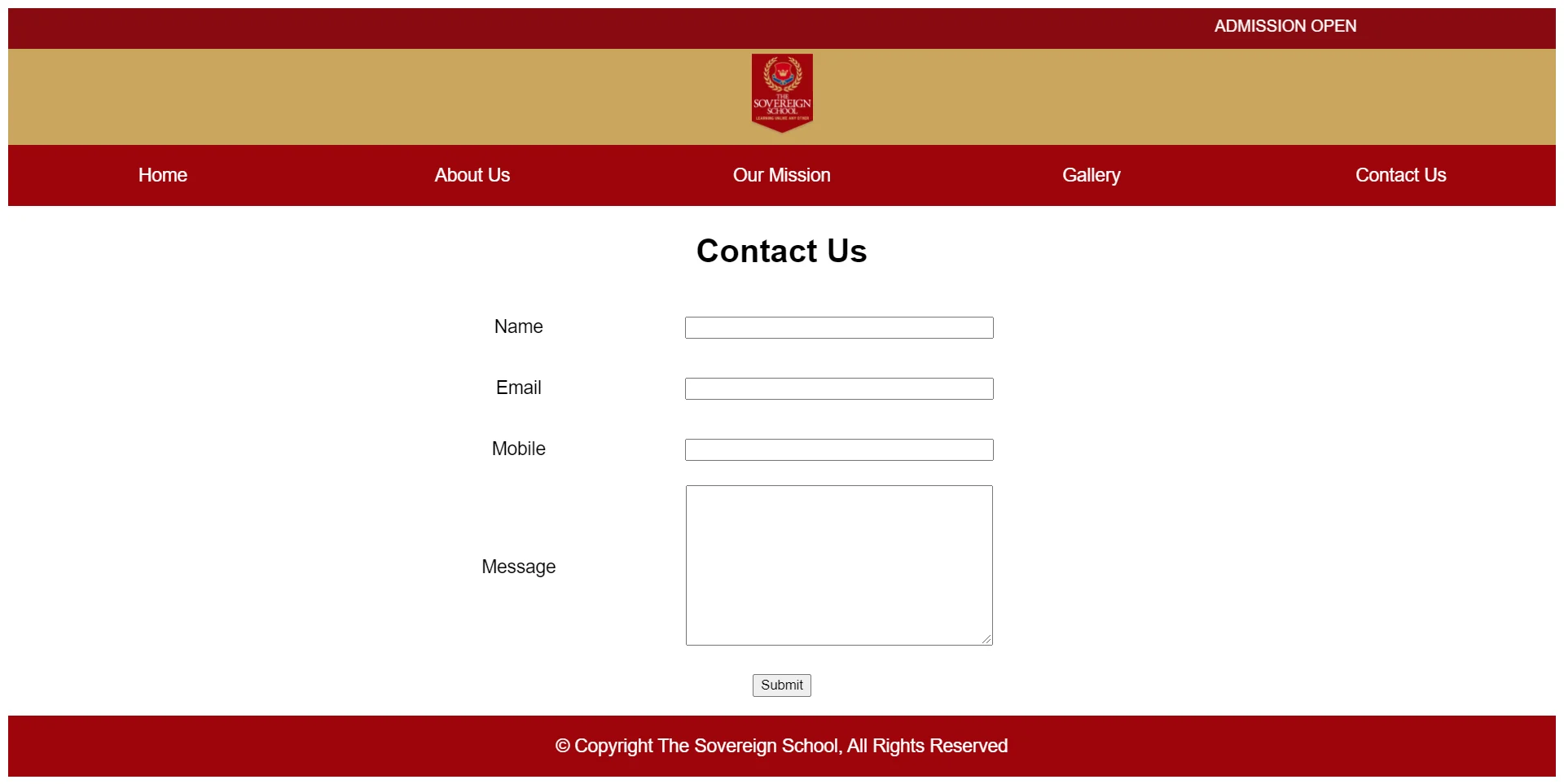 School Website Contact Page