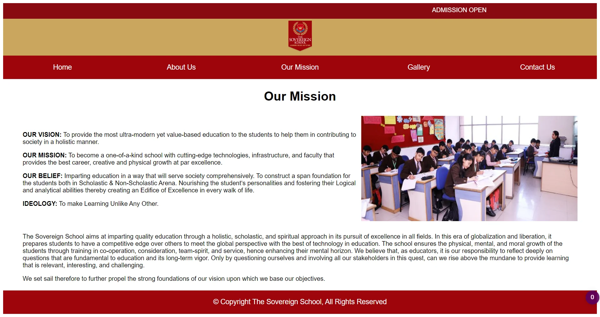 School Website Mission Page