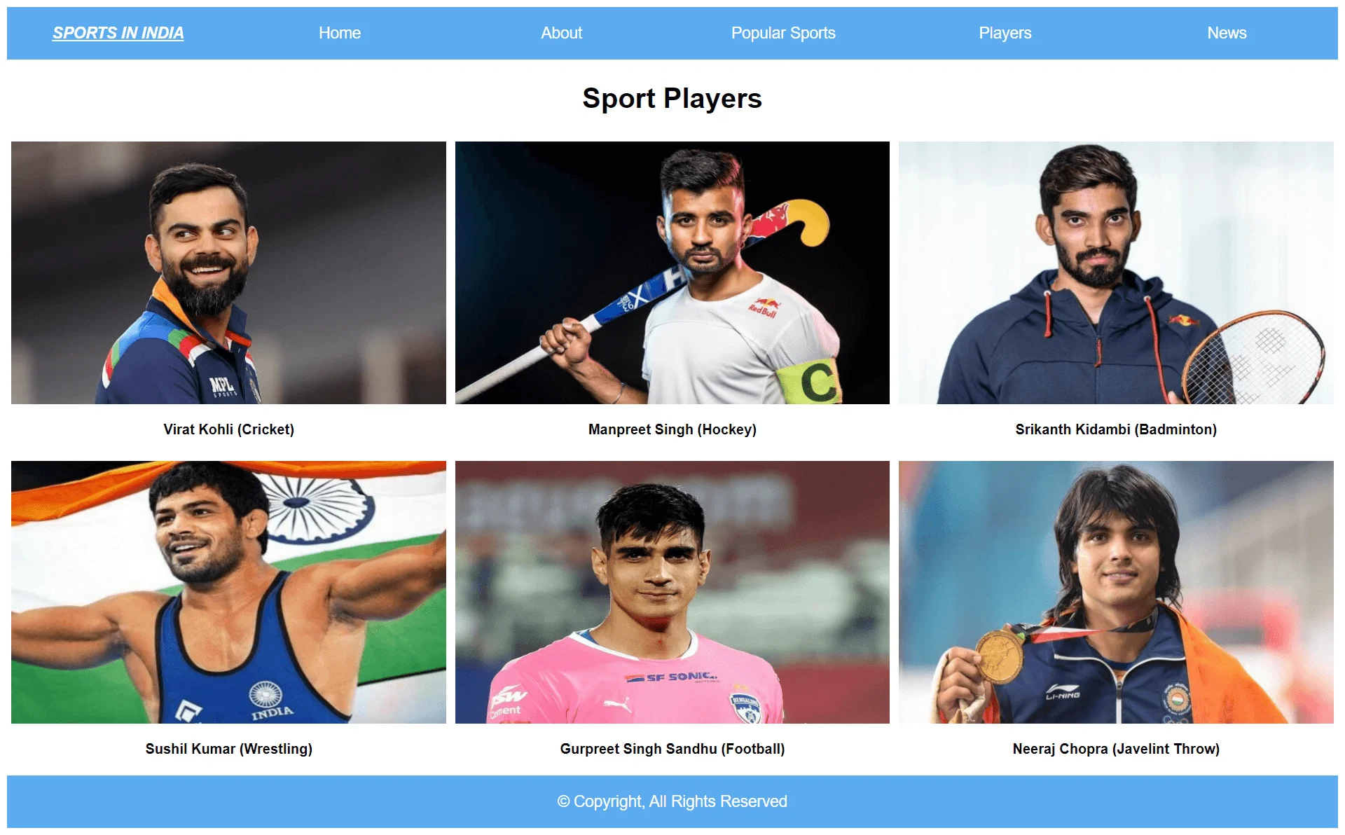 Sports In India Players Page
